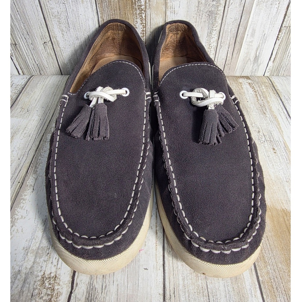 Joseph Abboud Collection Brown Suede Tassel Loafer Boat Shoes Contrast Stitch - Picture 2 of 10